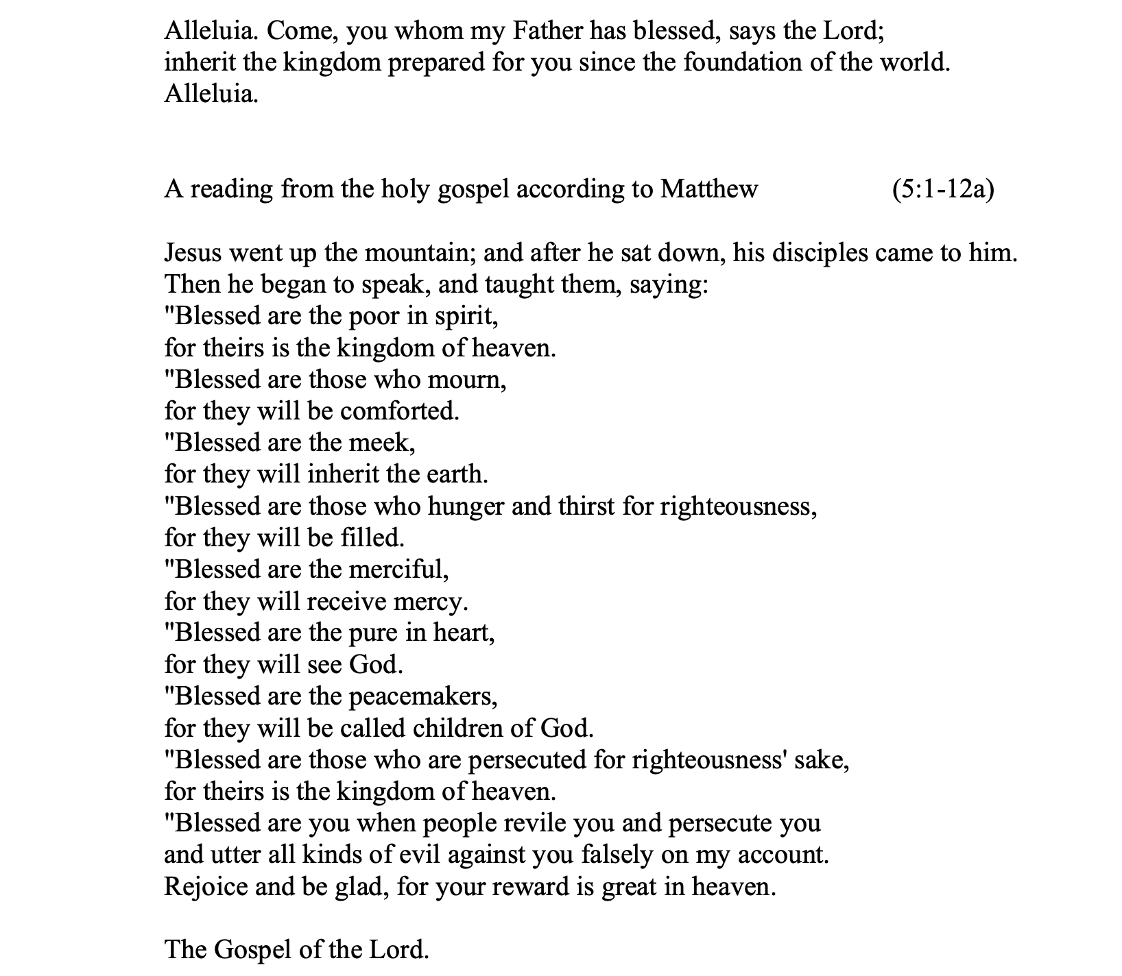 Mathew 5:1-12a