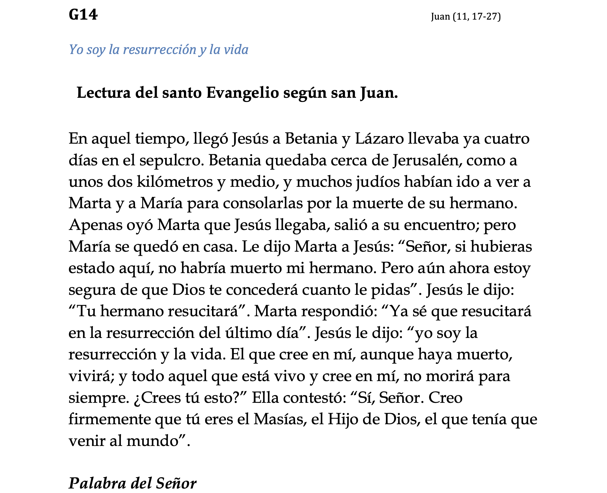 Juan 11, 17-27