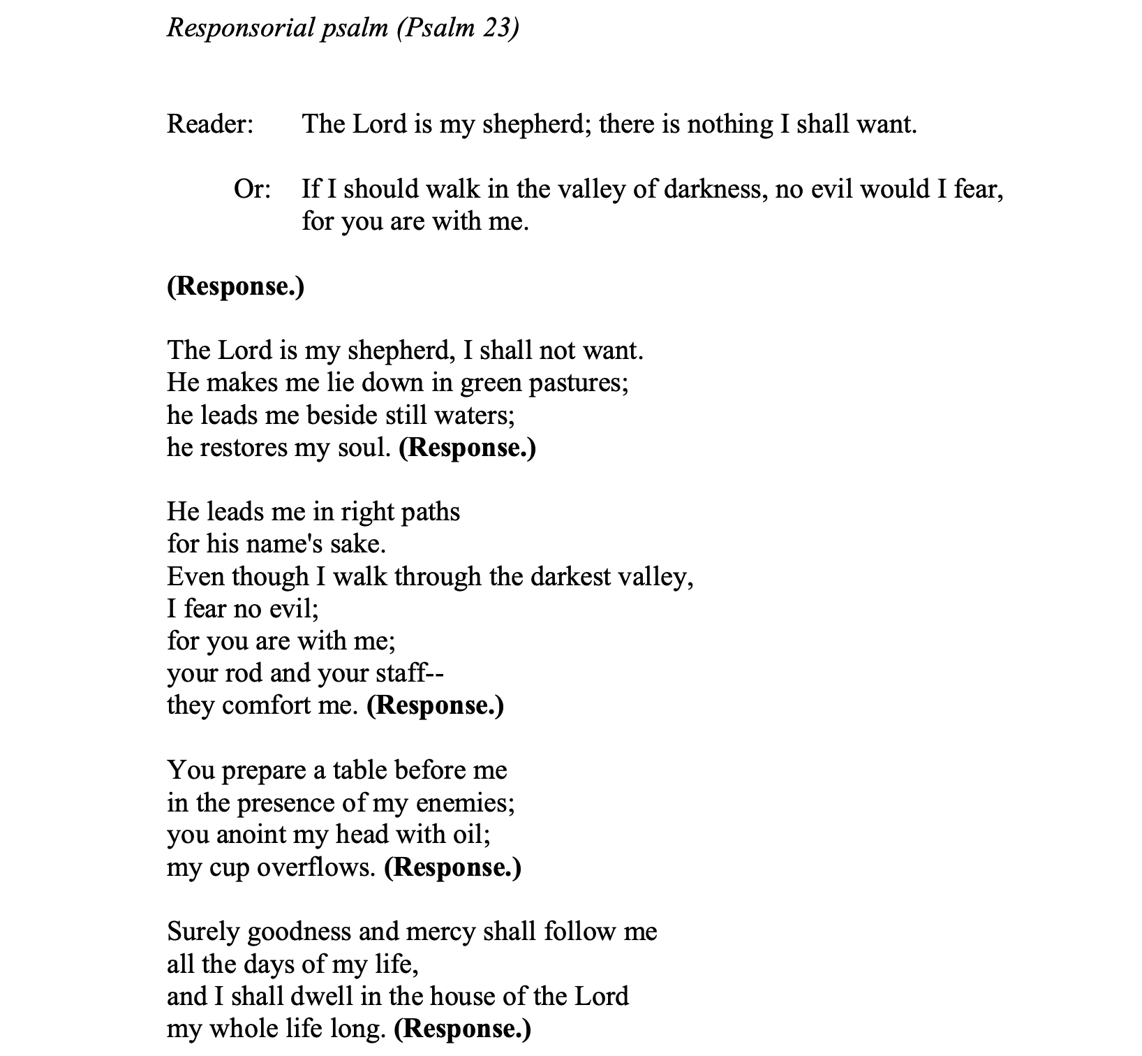 Psalm 23 (Most Common)