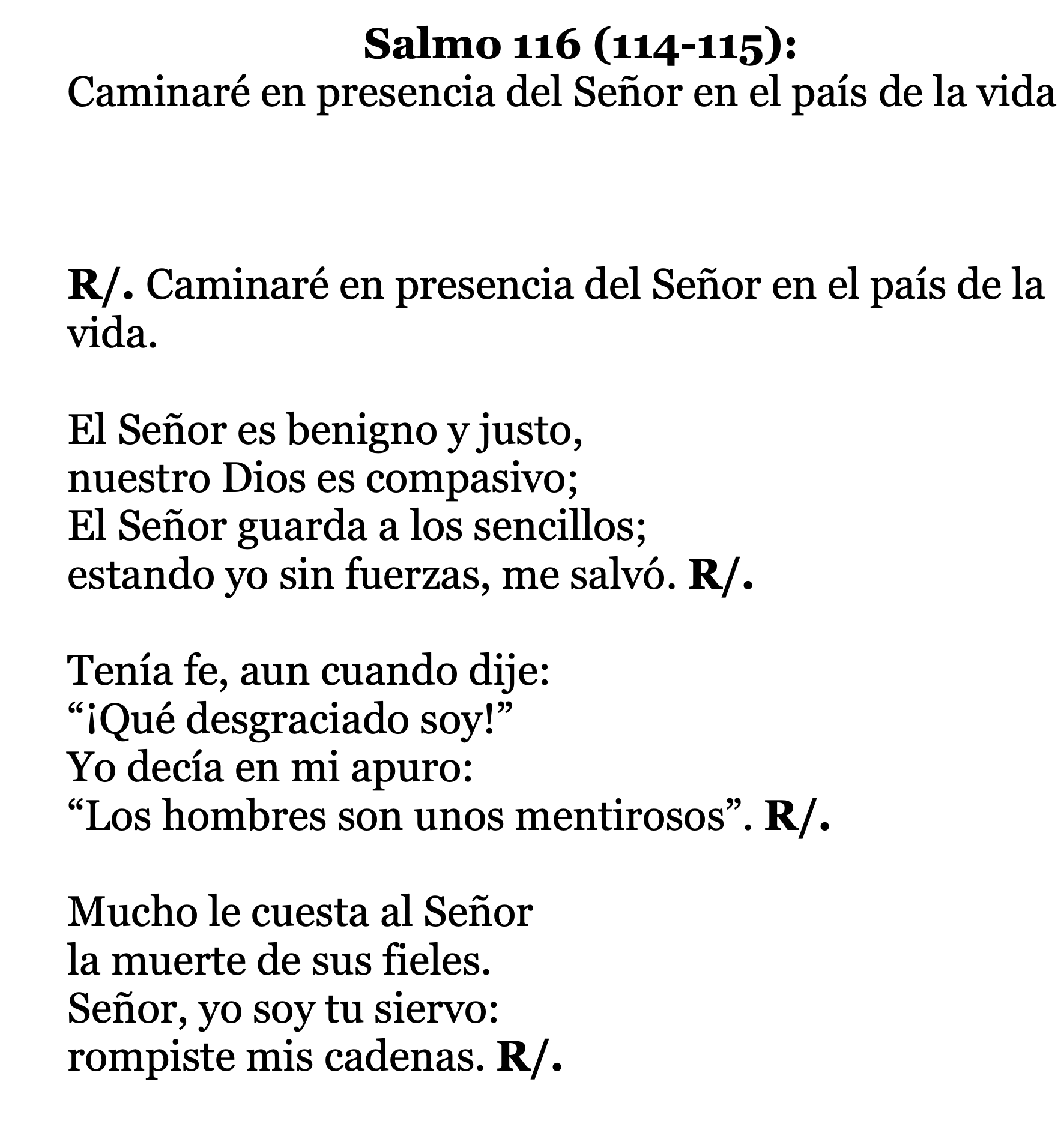 Salmos 114 (115) y 115 (116)